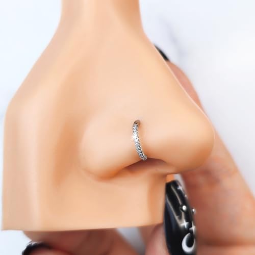 Body Candy Triple Sided Micro Gem Nose Hoop Ring - Implant Grade Titanium With Sparkling CZ Gems on All Sides - 20G Hypoallergenic Piercing Jewelry Cubic Zirconia4