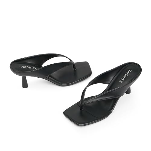 Kitten Heels for Women Black Flip Flop Heels Stiletto Square Open Toe Thong Dressy Sandals Small Low Short Sling Back Heel for Women 2025 Strappy Slip on Comfortable Sandals Size 72
