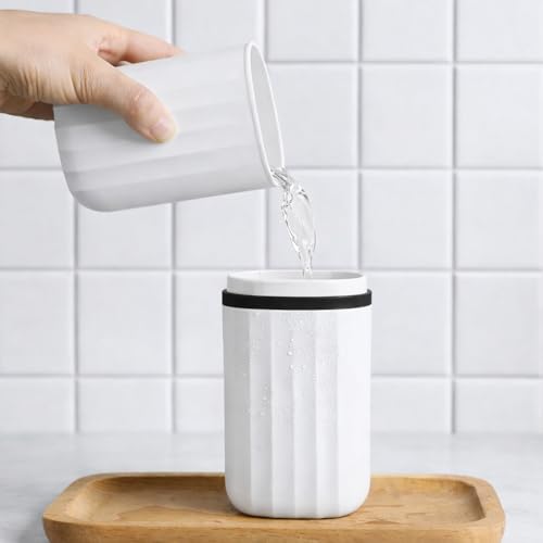 Image of QONETIC Travel Tooth Brush Holder for Bathroom Square Toothbrush Holder for Travel, Portable Toothbrush Case & Tooth Brush Cover Box Organizer for Traveling, Camping, & Business Trips (Black + White)