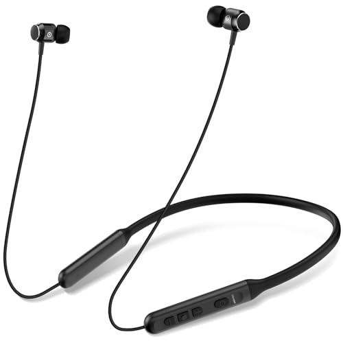 Toztnix Neckband Bluetooth Headphones, Wireless Bluetooth 6.0 Earbuds with Microphone, Comfortably Light, Deep Bass Earphones 35H Playtime, IPX5 Waterproof, Magnetic Headset for Workout (Black)