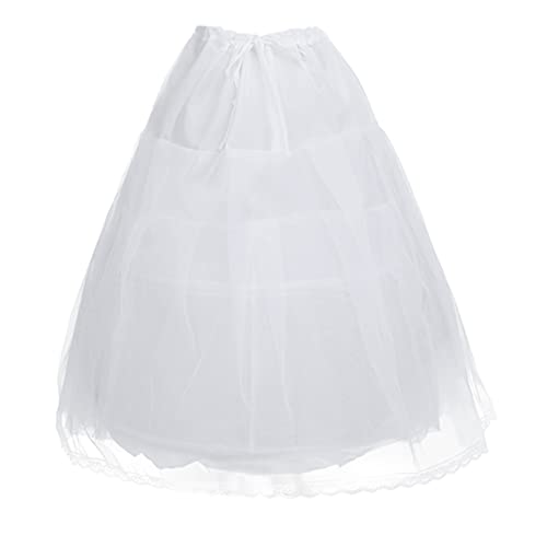Kids Girls Hoopless Petticoat Long Crinoline Skirt Full Slip Flower Dress White 2 Hoop Underskirt2