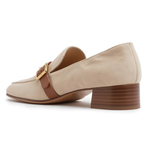 Tang'scuisins Women Buckled Closed Toe Loafer Shoes Slip on Chunky Stacked Low Heels Comfortable Work Outdoor Pumps Size 4-16 US4