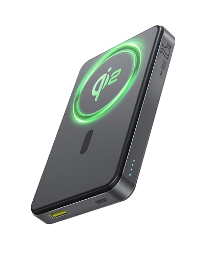 Baseus Magsafe Portable Charger, Qi2 Certified 10,000mAh Magnetic Power Bank, 2-Port Wireless Magsafe Battery Pack with Fast Charging USB-C & USB-A for iPhone 16/15/14/13/12 Series, 2025 New Version