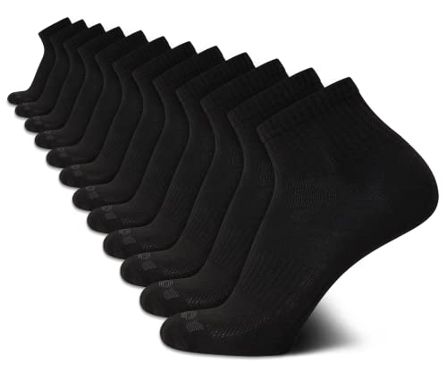 AND1 Mens Quarter Socks - 12 Pack Lightweight Athletic Quarter Length Ankle Socks for Men for Sports, Running (Sizes: 6-12.5)
