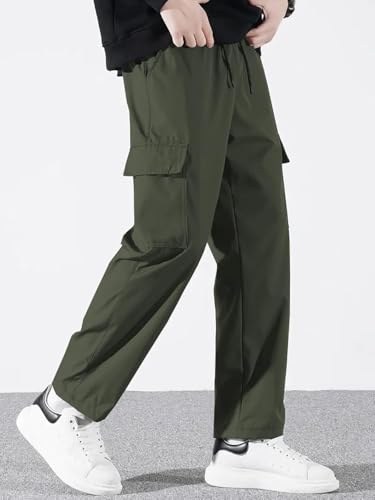 Image of Cargo Pants for Men | Cotton Cargo Trousers|Cargo for Men |Cotton Cargo Pant |Drawstring Waist Pant Multi Pocket Utility Wear
