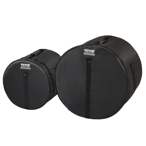 VEVOR 5-teiliges Schlagzeugtaschen-Set, 1680D Oxford-Gewebe, gepolstert mit 1,5 m abnehmbarem Schultergurt, Tragegriffen, für 55,88 cm Kick, 30,48 cm Tom, 33,02 cm Tom, 40,64 cm Tom, 35,56 cm Snar