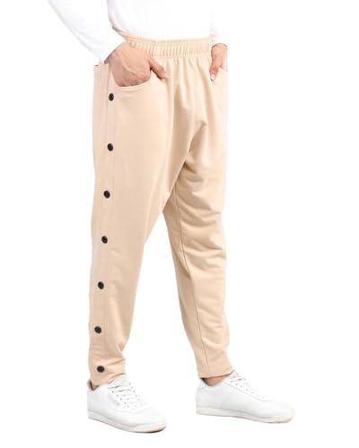 Image of CHKOKKO Men Casual Track Low Rise Regular Pant Gym Workout Lower with Pocket Pastel Beige Large