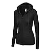 OLLIE-ARNES-Womens-Thermal-Long-Hoodie-Zip-Up-Jacket-Sweater-Tops OLLIE ARNES Women's Thermal Long Zip Up Hoodie Jacket Sweatshirt Tops Black L
