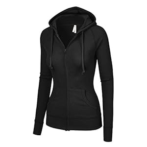 OLLIE-ARNES-Womens-Thermal-Long-Hoodie-Zip-Up-Jacket-Sweater-Tops OLLIE ARNES Women's Thermal Long Zip Up Hoodie Jacket Sweatshirt Tops Black L