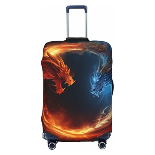Travel Luggage Cover Suitcase Protector Elastic Washable Fire and ice dragons Suitcase Cover Anti-scratch Spandex Baggage Covers Fits 18-32 Inch Luggage