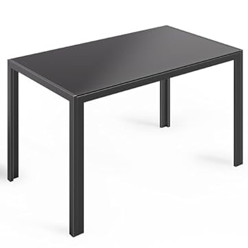 Bealife Tavolo da pranzo in vetro temperato, 120 x 70 x 75 cm, moderno tavolo da cucina con struttura in metallo, antigraffio e resistente al calore, per cucina, soggiorno, sala da pranzo o angolo