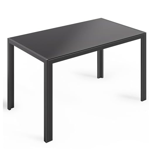 Bealife Esstisch aus gehärtetem Glas,120x70x75 cm,Moderner Küchentisch mit Metallgestell, Kratzfest & Hitzebeständig – Für Küche, Wohnzimmer，Esszimmer oder Kaffeeecke，Homeoffice (Schwarz, 120*70*75)
