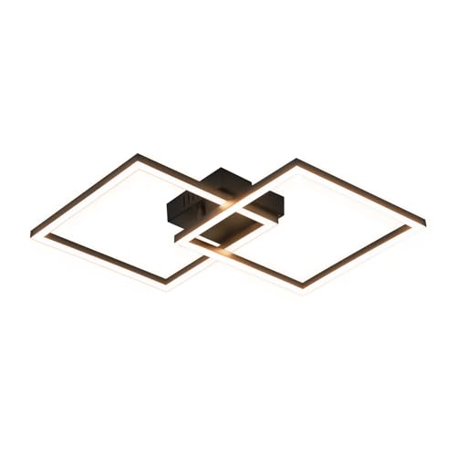 Homefire Deckenlampe LED Deckenleuchte Schlafzimmer - 24W Wohnzimmerlampe Warmweiß Küchenlampe Modern Esszimmerlampe Schwarz Eckig Deckenleuchten für Wohnzimmer Kinderzimmer