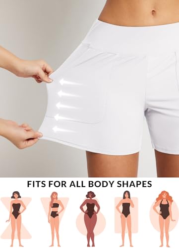 baleaf Women's 3"/5"/7"/9" High Waisted Swim Board Shorts Quick Dry Swimsuits Bottoms Trunks with Pockets
