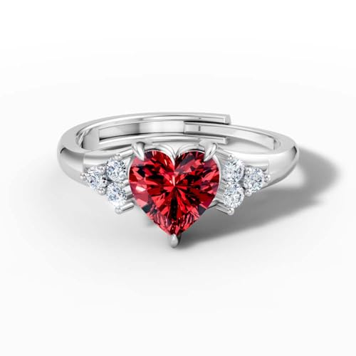 Image of Miss Highness 925 Silver Heart Promise Ring for Women | Stylish Adjustable Design | Trendy Silver Jewellery | With Authenticity Certificate | Gift for Girlfriend Wife | Office Wear Ring