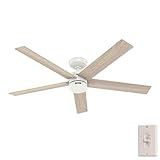 Hunter - Burton 52-inch Indoor/Outdoor Fresh White Ceiling Fan with Wall Control, 4-speed WhisperWind Motor, 52929