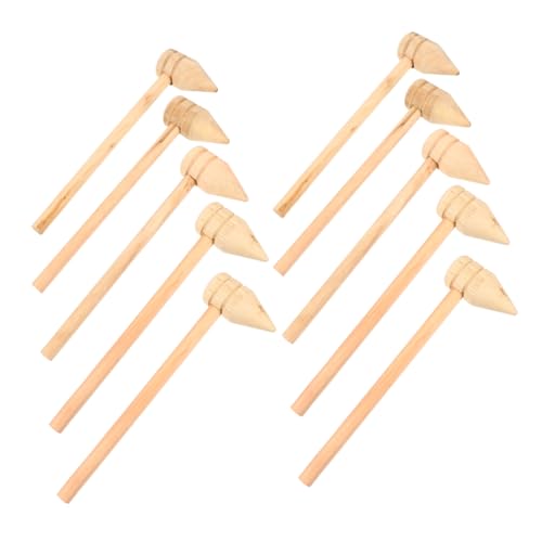 GLEAVI 10pcs Wooden Mini Hammers Pointed Design Hammers for Lightweight Safe Pounding Tools for Birthday Parties Educational Play