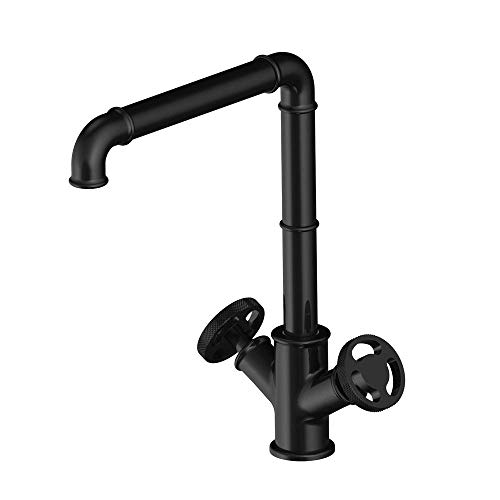 Robinet évier laiton massif noir mat steampunk haut de gamme à double commande - 2