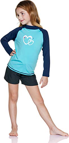 Image of TSLA Girls Long Sleeve Rash Guard Shirt, UV /SPF Water Beach Surf Swim Top, UPF 50+ Sunscreen Swimwear Shirts