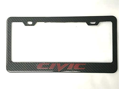 Qptimum Civic Racing Carbon Fiber Stainless-Steel License Plate Frame Cover For Honda Civic (1) #TOP6