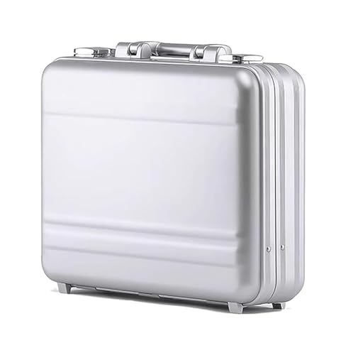 Suitcase Aluminum Briefcase,Large CapacityPortable Business Briefcase, Home Medical Case, Cash Carrying Case Equipment Tool Case (Color : Silver, Size : 16.1 * 11.8 * 6.1in)