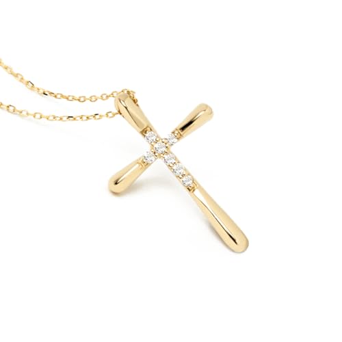 Gelin Diamond Bold Cross Necklace in 14K Solid Gold