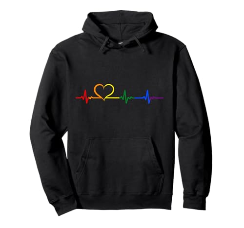 Gay Pride Herzschlag EKG Regenbogen Herz CSD LGBT T-Shirt Pullover Hoodie