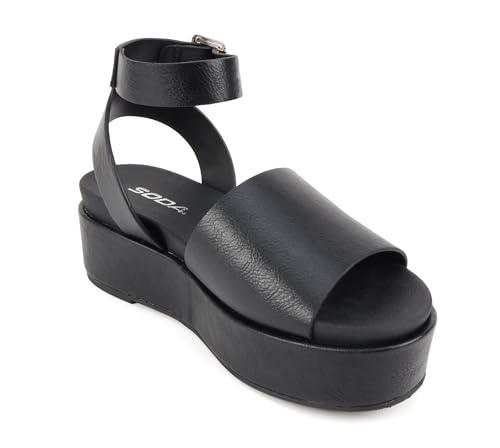 Soda “Magic” ~ Women Round Toe Single Band Platform Sandal with Adjustable Ankle Strap4