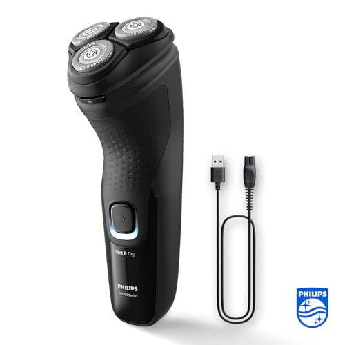 Philips Serie 3000 Afeitadora Eléctrica para Hombre, Maquina de Afeitar Barba con Barbero desplegable, Tecnologia SkinProtect, Uso en Seco y Humedo, Inalambrica, Recargable, X3001/00, Negro