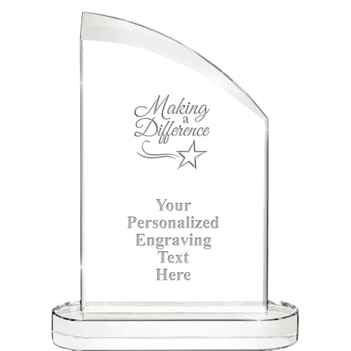 8.25" Making A Difference Custom Engraved Trophy - Aspiration Crystal - Recognition & Employee Awards - Corporate Awards - Personalized Engraving