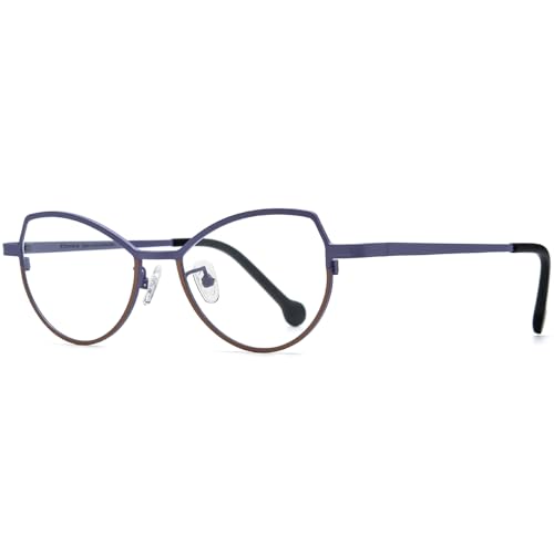 Image of FONEX Colorful Pure Titanium Glasses Frame Women Retro Round Eyeglasses