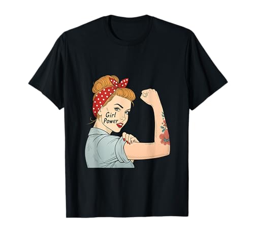 Punk Girl Power Feminist Retro Art Rosie Riveter Tattoo Camiseta