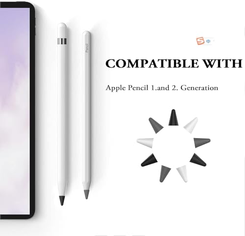 BEAUDOM 40 Pack Silicone Tips Cover Compatible with Apple Pencil 2nd Generation, Apple Pencil 1st Generation and Apple Pencil USB-C Protective Nib Caps (Black + White + Grey)