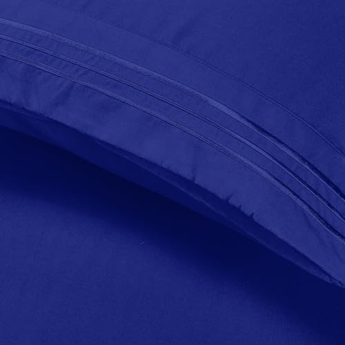 Image of Elegant Comfort Luxury Ultra-Soft 2-Piece Pillowcase Set 1500 Thread Count Egyptian Quality Microfiber Double Brushed-100% Hypoallergenic-Wrinkle Resistant, Standard /Queen Size, Royal Blue