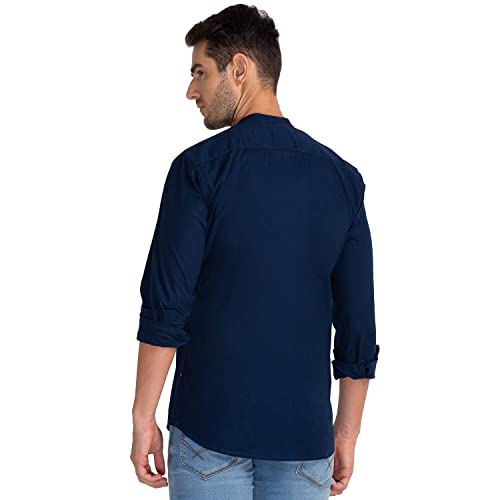 Image of Parx Men's Pure Cotton Solid Pattern Slim Fit Semi Cutaway Collar Full Sleeve Casual Shirt