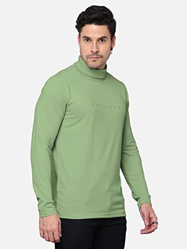 Image of BULLMER Solid Cotton Blended Full Sleeve Turtle Neck Tshirt for Men