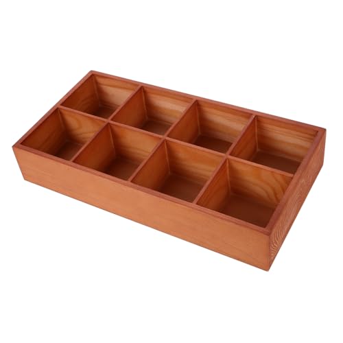 VALICLUD caja de almacenamiento de varios compartimentos cajas junta divisor servicio tazón de frutas oro plato para servir organizador de bolsitas de té bandeja dividida Madera Light Brown