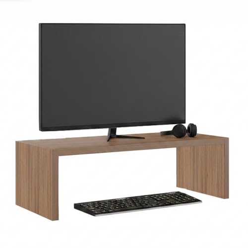 Image of FURNEASER Fluxi Wooden Monitor Stand Organizer Desktop Organizer Monitor Riser Laptop Stand, Desk Table Top Organiser ( Exotic teak )