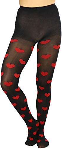 Image of ToBeInStyle Women's Valentine Day Themed Opaque Sheer Pantyhose w /Heart Love