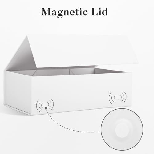 Image of LIFELUM White Gift Box with Magnetic Lids for Presents, 14 inchx8.5 inchx4.5 inch | with Ribbon, Card & Paper Filler for Wedding, Bridesmaid Proposal, Graduation & Birthday, 2 Pack