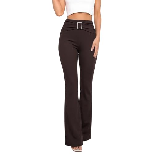 Pantalones de mujer de pierna recta elásticos con un ajuste cómodo e informal
