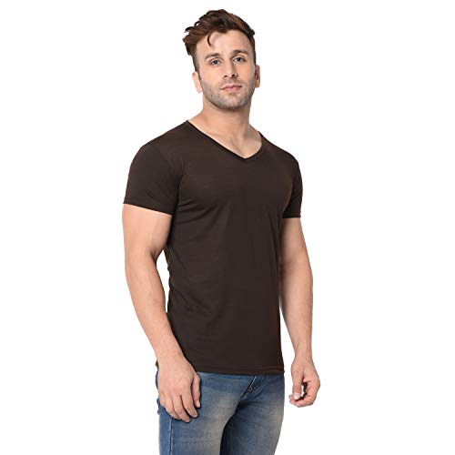 Image of Men's Cotton Blend Half Sleeve V Neck Tshirt