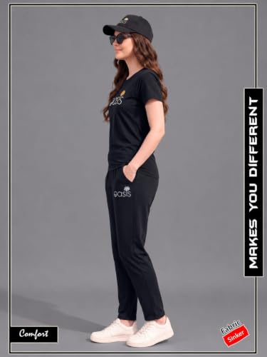 Image of Women's Cotton Printed Co-Ord Set Round Neck Half Sleeve T-Shirt with Matching Pants Comfortable Casual Lounge Wear Outfit