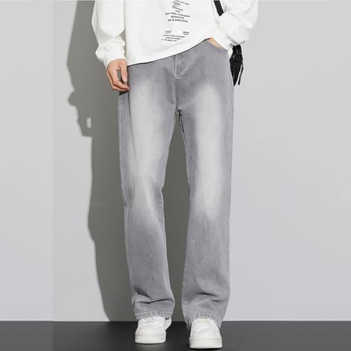 Mens Straight Leg Bootcut Jeans Stretch Mid Rise Relaxed Slim Fit Flared Jeans 90s Vintage Light Washed Denim Pants3