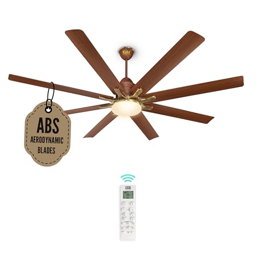Image of KUHL Polariz Star 66 1550mm Stylish 65% Power Saving BLDC Ceiling Fan With Remote |Down Light|BEE 5 Rated & ISI Marked|Low Noise| Iot -Operate Via Mobile & Alexa |Reverse Mode |Free Installation |Teak