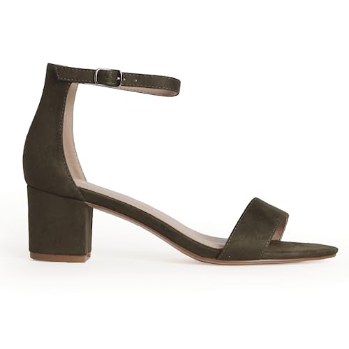 Image of J. Adams Daisy Heeled Sandals - Ankle Strap Low Block, Open Toe Dress Pumps, Chunky Heels - Dressy Shoes for Women - Bridal, Wedding, Summer Sandals
