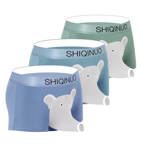 Elephant Trunk Underwear for Men-Fun Novelty Boxer Briefs with Elephant Nose Design-Comfortable Unique Gift 3Pack