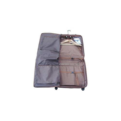 Old World Opulence Leather Garment Bag with Wheels in Black, Featuring Cowhide Leather Construction, Multiple Pockets, and Telescopic Handle3