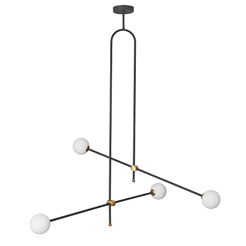 Lustre moderne noir à 4 ampoules pour éliminer les zones d'ombre du salon