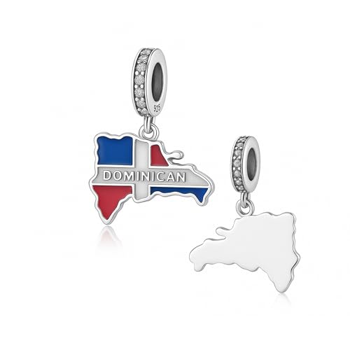 Dominican Republic Dangle Charm 925 Sterling Silver Gift For Birthday Christmas Mother Fit For Bracelet